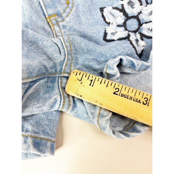 VTG Zip code Sz 7/8 (Actual 23x2) Floral Light Wash Denim Shorts 100% Cotton EUC - Picture 7 of 11